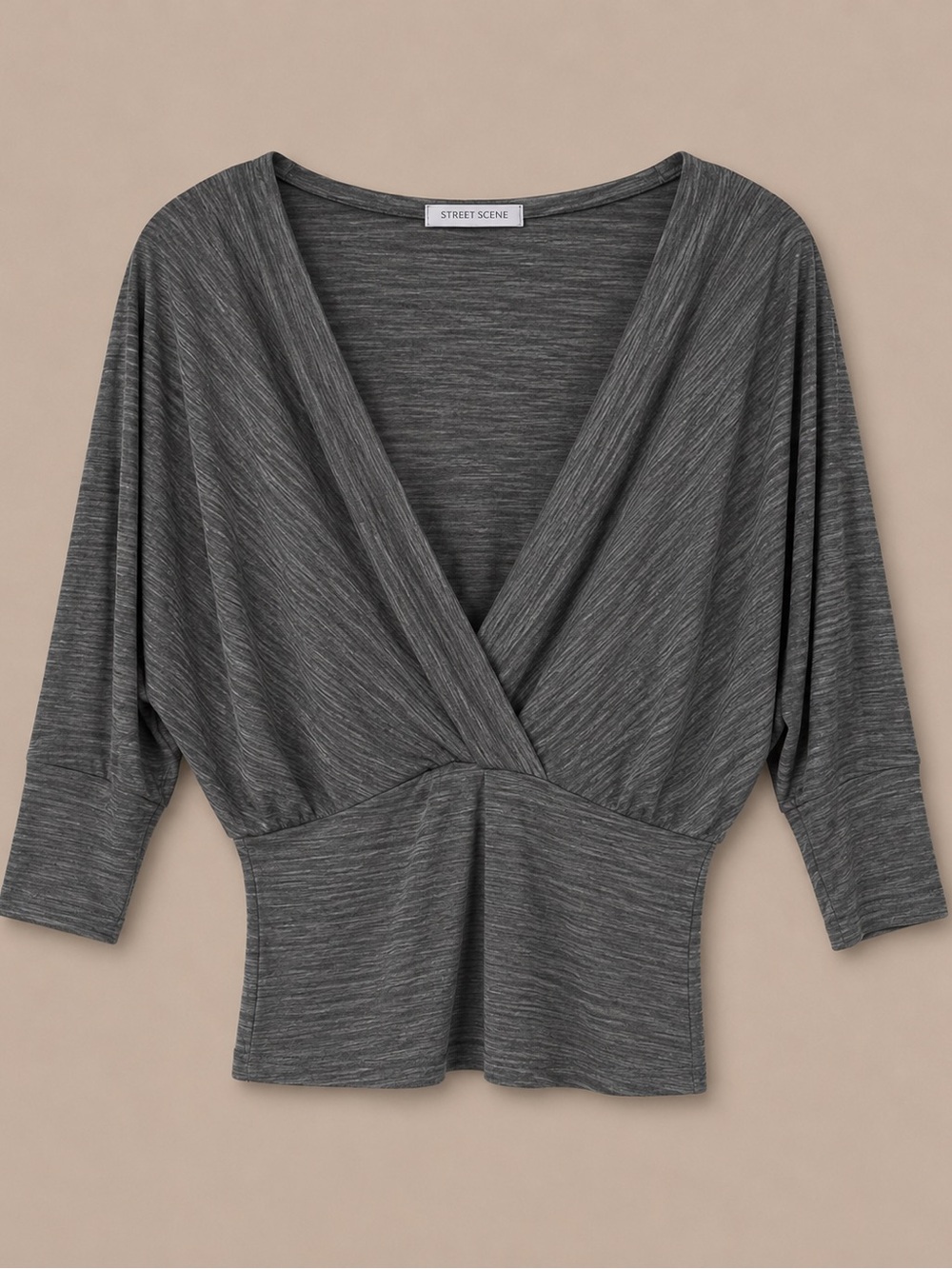 Women's khaki Wrap-Front Top
